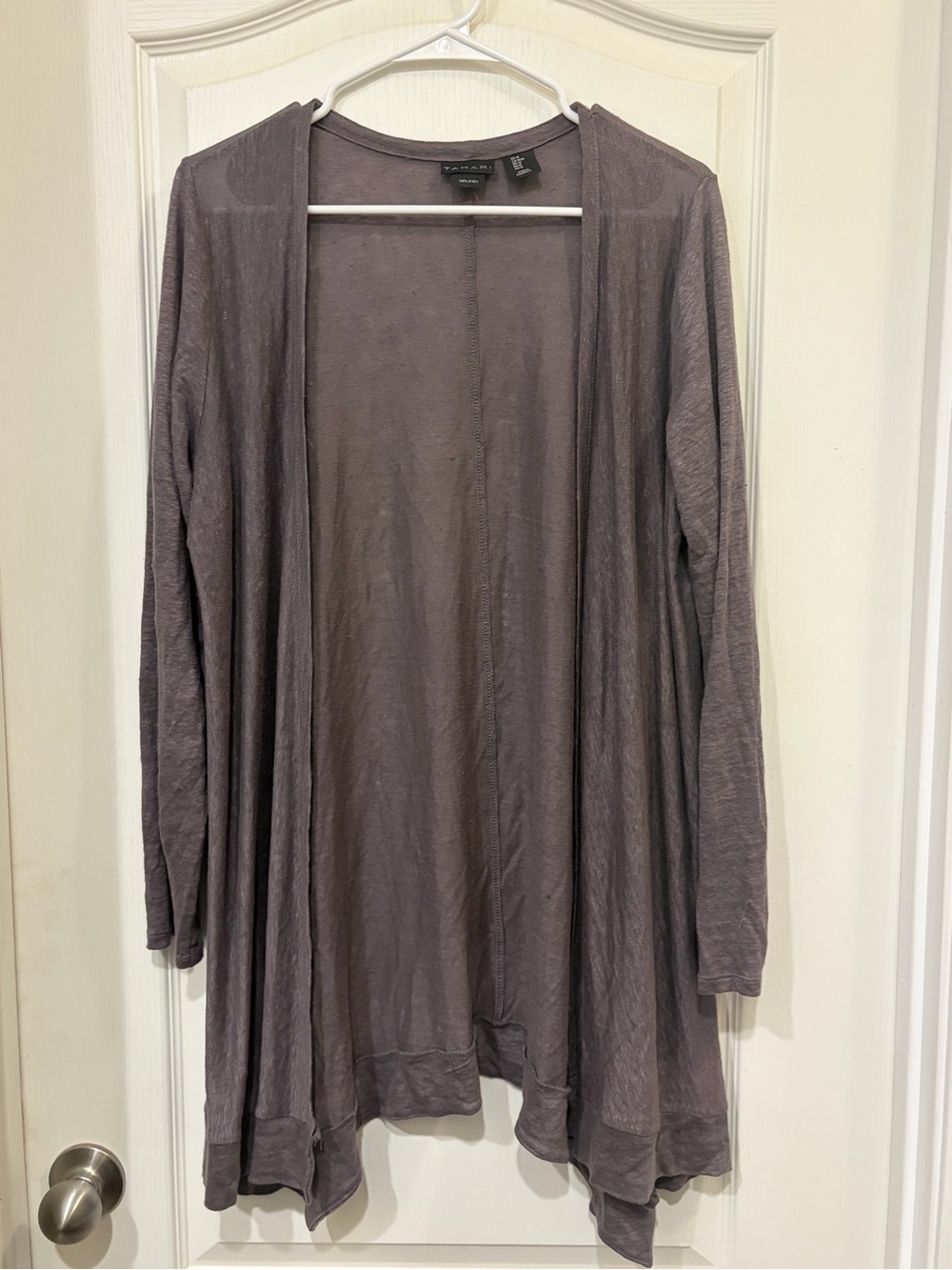 Tahari Open Front Lightweight Cardigan - Mauve Gray